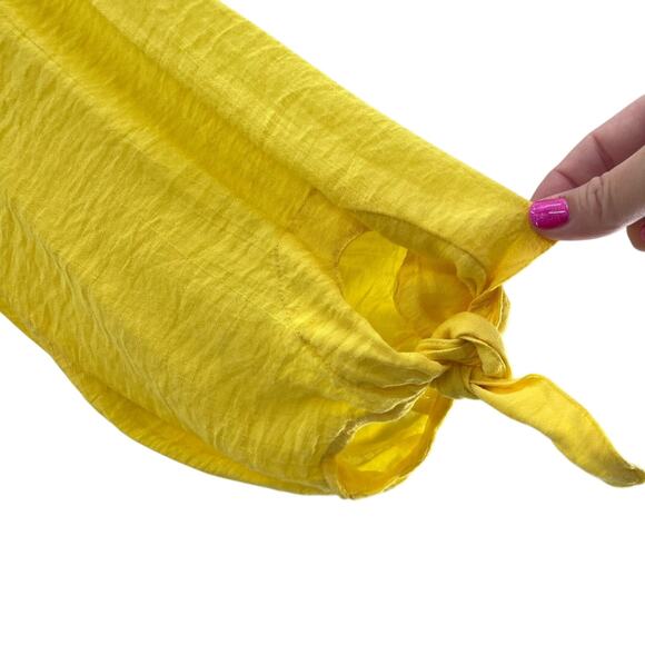 Anthropologie Maeve Verona Tied Balloon Sleeve Sunshine Yellow Flowy Blouse M - Picture 6 of 12